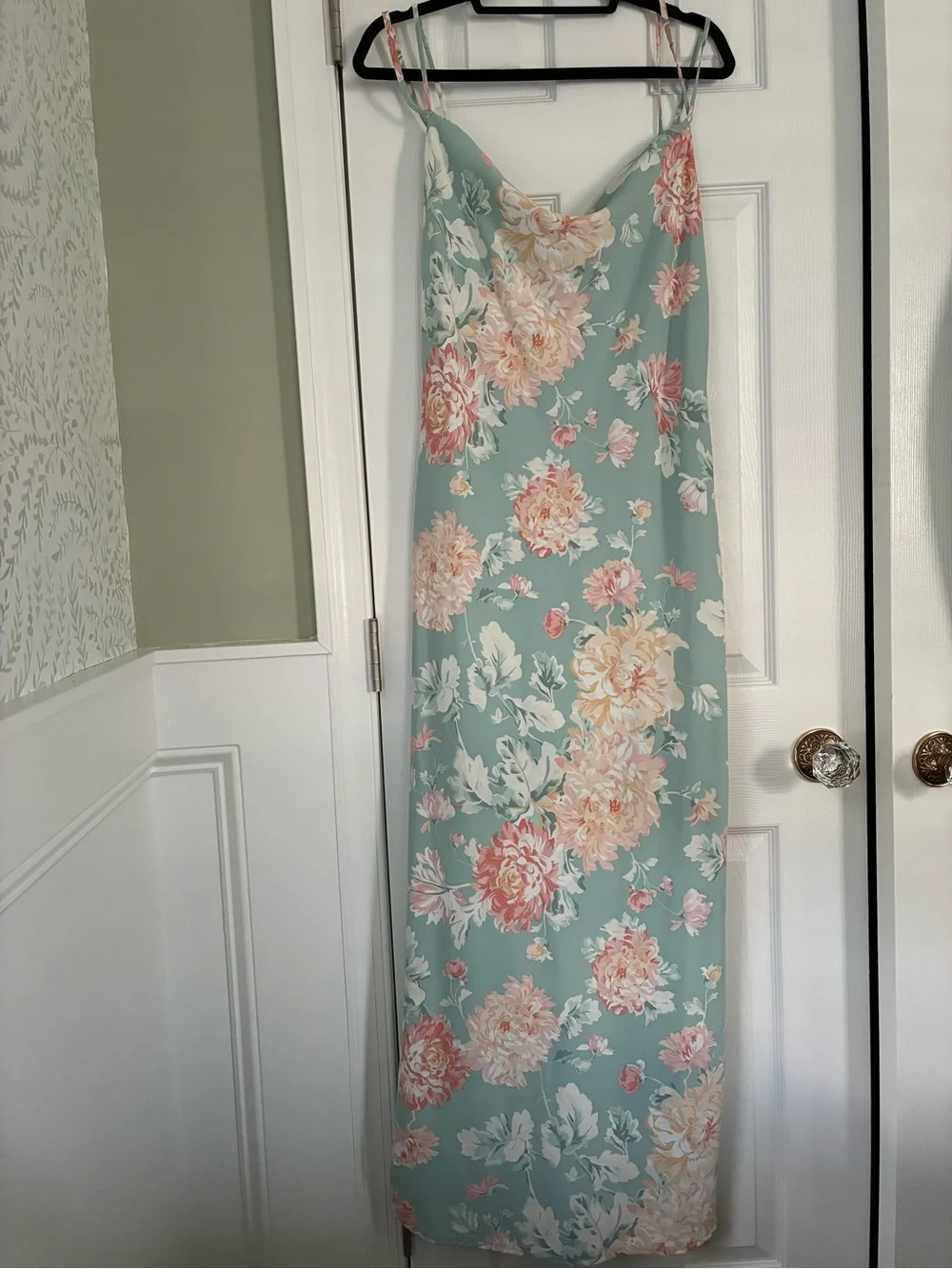 Abercrombie & Fitch Floral Slip Midi Dress in Mint and Blush